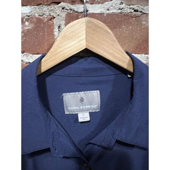 Royal Robbins Mens Blue Long Sleeve Nylon Button Up Shirt Outdoor Size Large - Picture 3 of 3